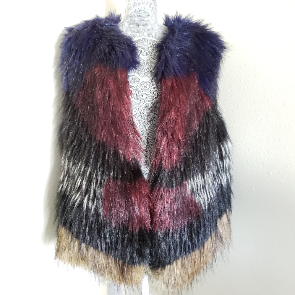 Trina Turk Tabitha Multicolored Faux Fur Vest